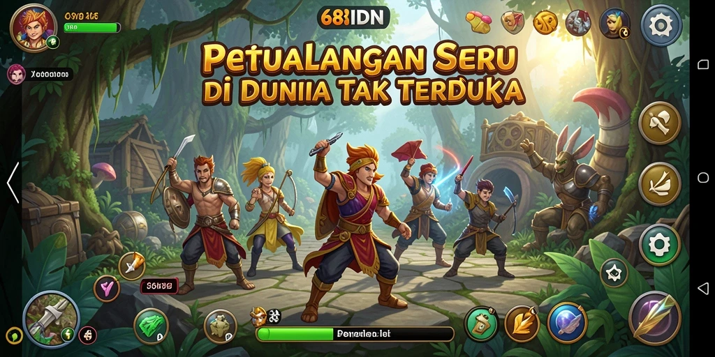 Tangkapan layar 68IDN menunjukkan aksi petualangan mendebarkan.