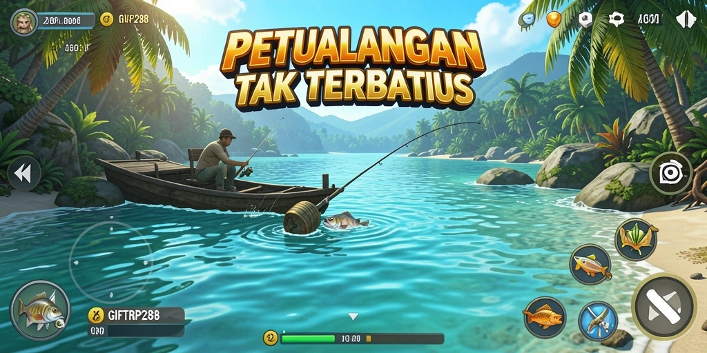 Tampilan gameplay menarik saat pemain menangkap ikan besar di GIFTRP288.