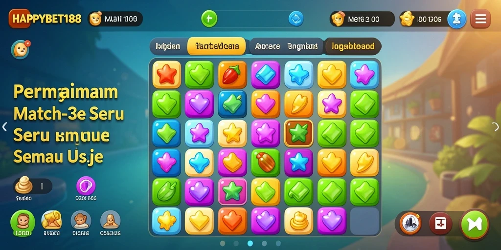 Screenshot dari gameplay seru Match-3 di HAPPYBET188.