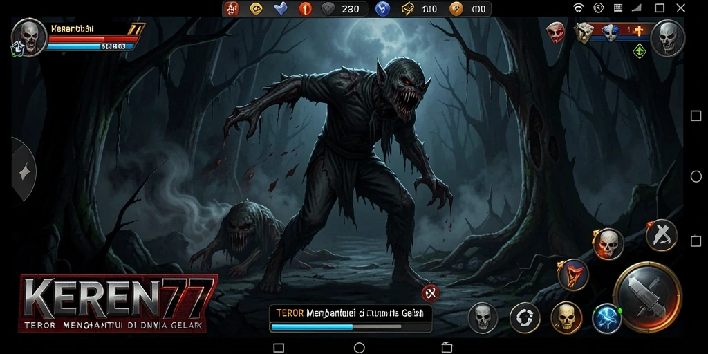 Screenshot gameplay menampilkan suasana mencekam dari KEREN77.