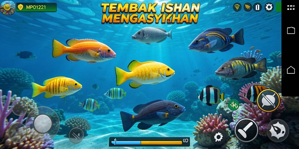 Screenshot gameplay Tembak Ikan yang penuh warna dan seru.