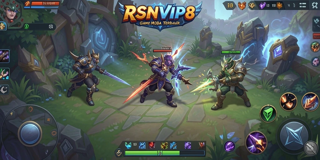 Gameplay seru dari RSNVIP8 di arena pertarungan MOBA.
