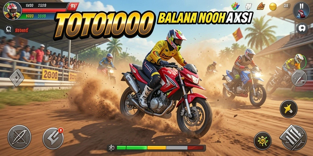 Gameplay TOTO1000 yang seru dengan balapan motor yang menegangkan.