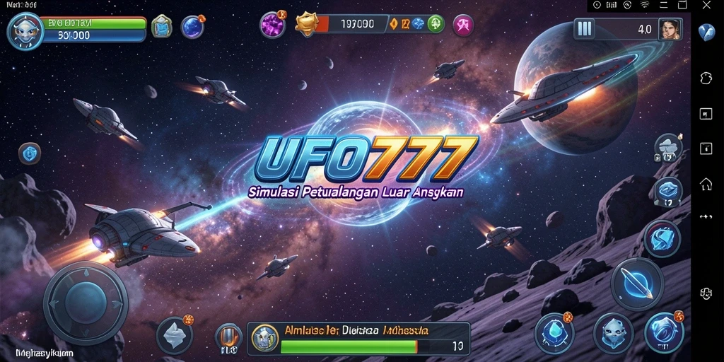 Screenshot gameplay menunjukkan petualangan luar angkasa yang mendebarkan.